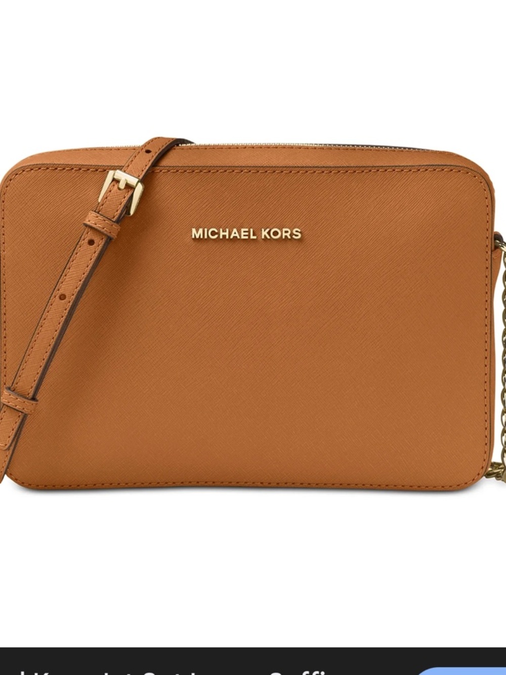 Michael Kors Jet Set Saffiano Leather Crossbody Bag - Acorn with gold accents
